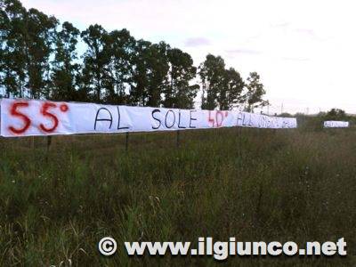 Blitz al canile di Scarlino: gli animalisti appendono lo striscione di protesta