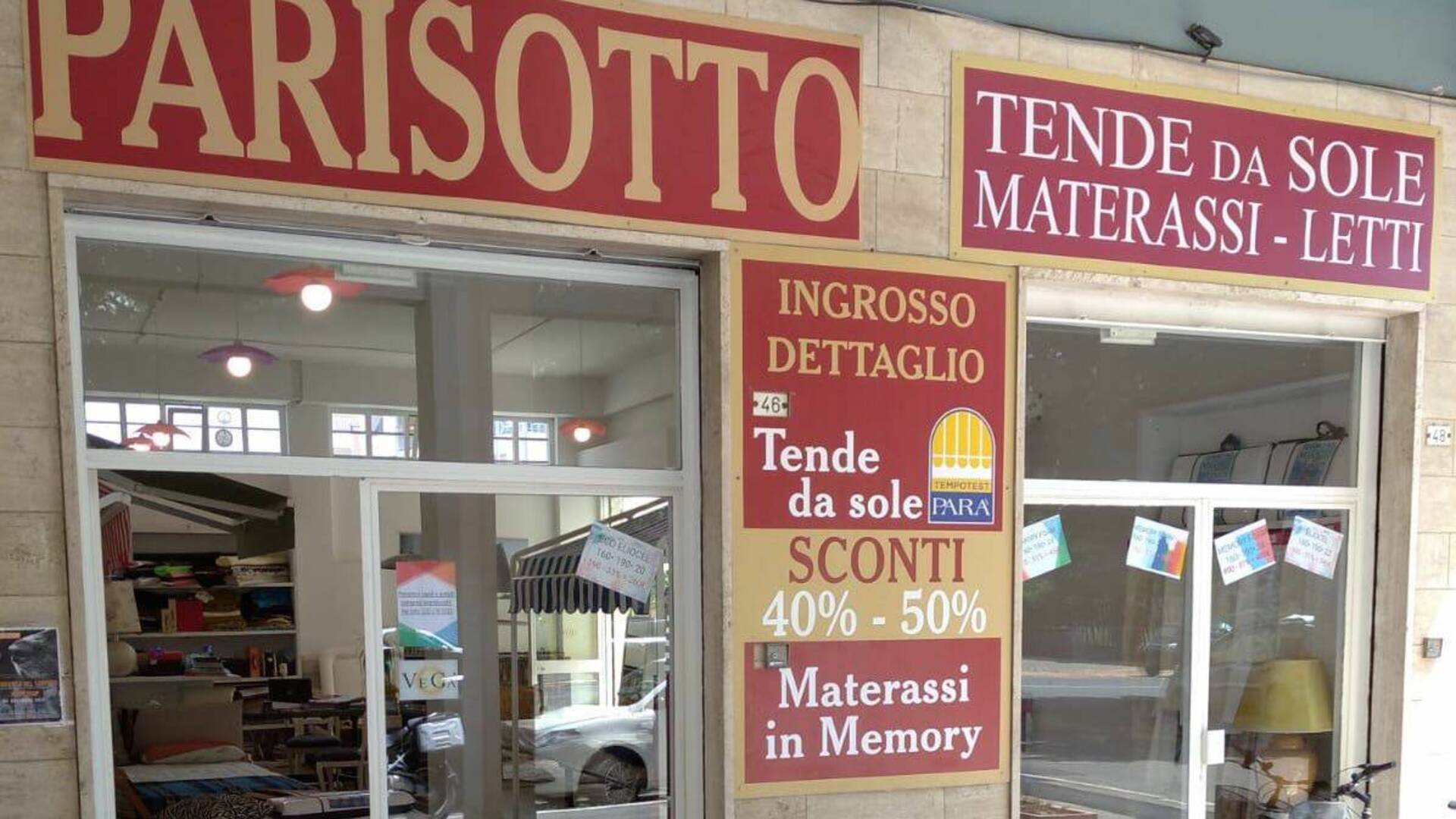 Sconti fino al 51% su materassi in Memory e tende da sole Tempotest solo da Parisotto ingrosso & dettaglio