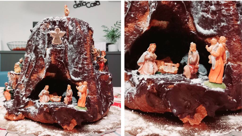 il presepe di Antonio e Francesca dentro al pandoro