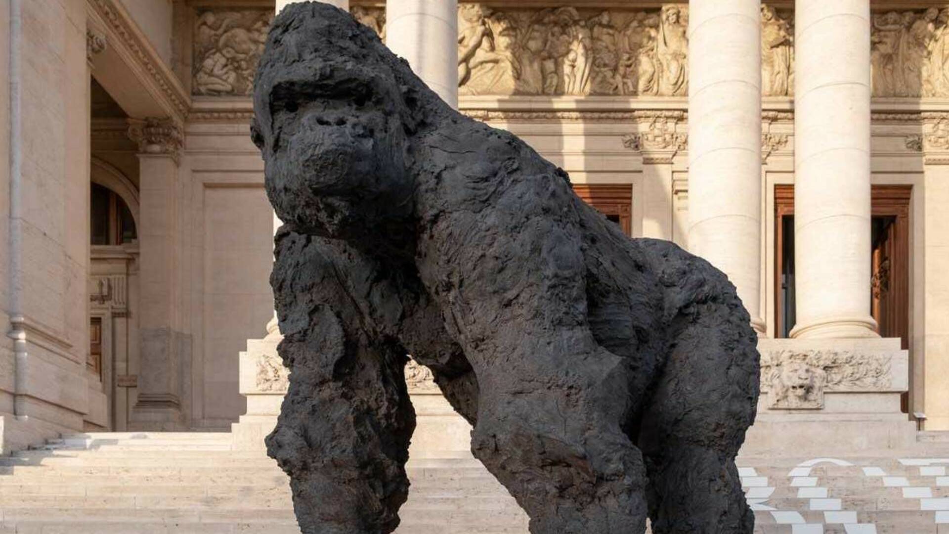 Arriva il “gorilla della Feniglia”: in spiaggia l’imponente scultura di Davide Rivalta